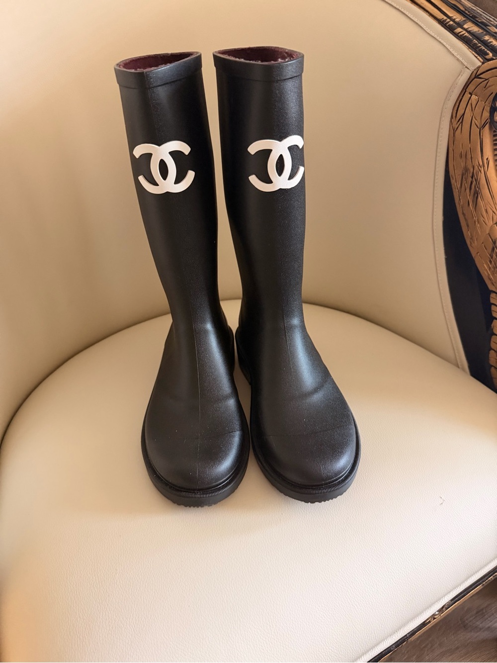 Chanel Knee Boot with Burgundy Interior